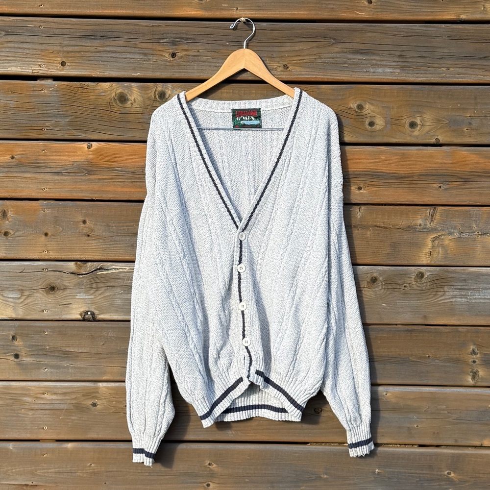 Vintage Gray and Black Lakeland knit Cardigan Sweater